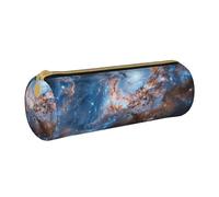 LRHCNZDCP Universe Galaxy Space Printed Leather Pencil Case Round Zipper Cute Pencil Pouch Pencil Box for School & Office