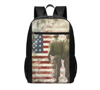 LRHCNZDCP US Military Soldiers Patriotic Memorial Day Printed Laptop Backpack 17-inch for Teens/Girls/Boys/Women/Men Gifts Lightweight Laptop Bags for Office Travel School