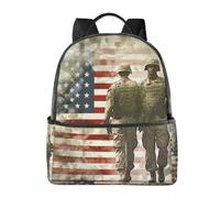 LRHCNZDCP US Military Soldiers Patriotic Memorial Day Printed School Bag Bookbag Laptop Backpack Stylish Lightweight Backpack Travel Backpack for Kids Boys Girls