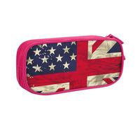 LRHCNZDCP USA UK Flag Printed Pencil Case Pouch Cute Pencil Pen Case Pencil Box Pen Bag for School Office, Pink