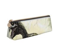 LRHCNZDCP Velociraptor Dinosaur Printed Leather Pencil Case Triangle Zipper Cute Pencil Pouch Pencil Box for School & Office
