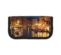 LRHCNZDCP Venice Night Printed Pen Pencil Case Canvas Makeup Bag Gadget Pen Bag Pencil Box with Zipper