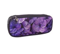 LRHCNZDCP Violet Flower Printed Pencil Case Holder Large Capacity Leather Pen Pencil Pouch Box Organizer for School Office College Adult Boys Girls