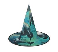 LRHCNZDCP West Indian Manatees Printed Halloween Witch Hat for Women Men Festive Parties Cosplay Halloween Accessories, 3 PCS