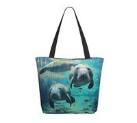 LRHCNZDCP West Indian Manatees Printed Shopping Bag Tote Bag Large Shoulder Bag Lightweight Handbag Women Laptop Bags for Work Travel Shopping