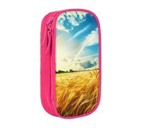 LRHCNZDCP Wheat Field Printed Pencil Case Pouch Pink, Cute Pencil Pen Case Pencil Box Pen Bag for School Office