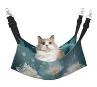 LRHCNZDCP White Lotus Flowers Print Cat Hammock Bed, Soft Double-Layered Hanging Pet Bed for Small Pet, M