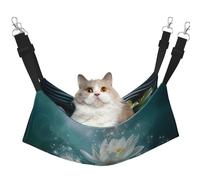 LRHCNZDCP White Lotus Flowers Print Print Cat Hammock Bed, Soft Double-Layered Hanging Pet Bed for Small Pet, L
