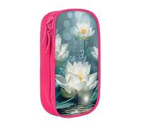 LRHCNZDCP White Lotus Flowers Printed Pencil Case Pouch Pink, Cute Pencil Pen Case Pencil Box Pen Bag for School Office