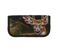 LRHCNZDCP Whitetail Deer Fawn in Wilderness Stag Printed Pen Pencil Case Canvas Makeup Bag Gadget Pen Bag Pencil Box with Zipper