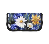 LRHCNZDCP Wild Flowers and Cornflowers Daisies Printed Pen Pencil Case Canvas Makeup Bag Gadget Pen Bag Pencil Box with Zipper