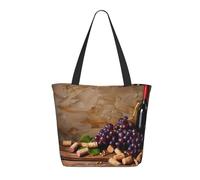 LRHCNZDCP Wine Bottle Corks Grapes Printed Shopping Bag Tote Bag Large Shoulder Bag Lightweight Handbag Women Laptop Bags for Work Travel Shopping
