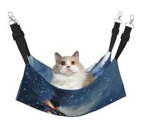 LRHCNZDCP Winter Christmas Snow Night Railway Train Print Cat Hammock Bed, Soft Double-Layered Hanging Pet Bed for Small Pet, L