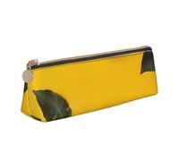 LRHCNZDCP Yellow Lemon 1 Printed Leather Pencil Case - Triangle Zipper Cute Pencil Pouch Pencil Box for School & Office