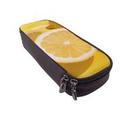 LRHCNZDCP Yellow Lemon Printed Pencil Case Holder Leather Cute Pen Pencil Pouch School Office College Pencil Box Organizer for Adult Boys Girls