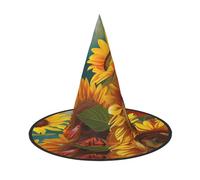 LRHCNZDCP Yellow Sunflowers Printed Halloween Witch Hat for Women Men Festive Parties Cosplay Halloween Accessories, 3 PCS