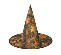 LRHCNZDCP Yellow Trees Camoflauge Printed Halloween Witch Hat for Women Men Festive Parties Cosplay Halloween Accessories, 2 PCS