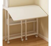 LRHELPBNR Folding Desk Small Rolling Desk With Storage Shelf, Foldable Computer Desk With Wheels For Small Space, Easy Assembly(100x58cm)