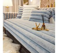 LRIKOEU Fluffy Stripe Couch Cover for Pets Rabbit Plush Pet Mat Bed Couch Cover Protector Faux Fur Sofa Pad Bay Window Cushion Bedside Carpet Protection Dog Scratch Protection Cat（1pc/43x43in）