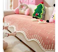 LRIKOEU Washable Pet Couch Cover Protector for Sectional Sofa Armrest Headrest Covers Pad, Anti-Slip Pet Friendly Chenille Sofa Slipcover for Dogs, Washable Furnitu(Size:90x160cm(35x63in),Color:Pink)