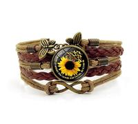 Lrioehny Boho Bracelets for Women, Leather Wrap Bracelet - Butterfly Cross Sunflower Bracelet! Perfect Boho Gifts for Mom, Wife, Daughter, Sisters, Grandma, or Your Bestie, One Size, Stainless Steel