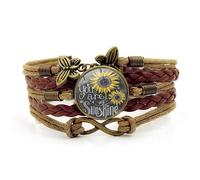 Lrioehny Boho Bracelets for Women, Leather Wrap Bracelet - Butterfly Cross Sunflower Bracelet! Perfect Boho Gifts for Mom, Wife, Daughter, Sisters, Grandma, or Your Bestie, One Size, Stainless Steel