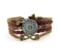 Lrioehny Boho Bracelets for Women, Leather Wrap Bracelet - Butterfly Cross Sunflower Bracelet! Perfect Boho Gifts for Mom, Wife, Daughter, Sisters, Grandma, or Your Bestie, One Size, Stainless Steel