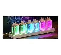 Lrioehny Nixie Tube Clock Simulation, Retro Automatic Page Turning RGB Digital Alarm Clock, USB Interface and 12/24h Display, Glow Tube Clock - A Retro Gift To Decorate Your Desk and Bedroom. (White)