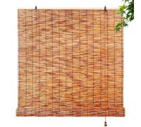 Lrisveana Outdoor Roller Reed Blinds 120 140 160 180 cm Wide Natural Retro Curtain Bamboo Blinds Sun Protection Window Curtains Outdoor Porch Bamboo Shades Patio Kitchen Pergola Customizable Size