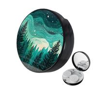 LRITER Contact Lens Case, Portable with Mirror, a Variety of Patterns and Shapes to Choose from, Auitable for Daily Makeup Office Travel Outdoor Use (Green Forest)