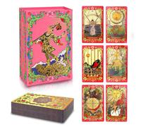 lrjrizzo Tarot Cards for Beginners Red Tarot Cards with Guide Book Gold Foil with Meanings on Them 78 Classic Origina Rider Waite Taro Deck Fortune Telling Game（Red）