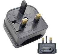 LRMYS 2-Pin EU Socket to 3-Pin UK Plug Adaptor, 5A Fuse European Type C/E/F Socket to Britain Type-G Plug Converter for Home Travel Hotel Business Trip, Black 1 Pack