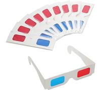 LRMYS 3D Paper Glasses for Movies, Red and Cyan Lens in White Frame Anaglyph Cardboard - Folded in Protective Sleeve, for Home Theater 3D DVDs Video Games Comics Publications Internet Images, 10 Pairs