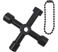 LRMYS 4-Way Multi Function Utilities Keychain, Radiator Bleed Key for Electric Water Gas Meter Box Cupboard Cabinet Opening Key, Black 1 Pack