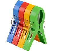 LRMYS Big Size Plastic Hanging Clips Set, 12cm Large Beach Towel Clamps for Sunbeds Sun Loungers Pool Chairs Laundry Prevent Blowing Clothes Pegs Away, 4 Colors in Pack