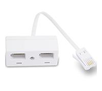 LRMYS One BT Plug to Two BT Sockets Splitter, UK Telephone RJ11 Male Plug to Double Female Socket Extender, for UK Landline Telephone FAX Modem Cable Adapter and Converter, White 1 Pack