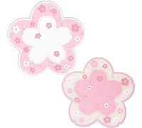 LRMYS Soft PVC Sakura Flower-shaped Coaster Set, 11.5cm Non-Slip Kawaii Cute Cherry Blossom Cup Mats Pad for Home Office Hotel Restaurant Coffee Shop Bar Decoration, 2 Pack Pink & White