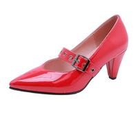 Lroey Reoly Women Cone High Heel Mary Jane Shoes Pointed Toe Evening Shoes Dp1030 Red Size 3 UK/36