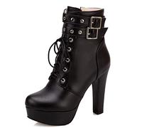 Lroey Reoly Women High Heel Ankle Boots, Fashion Party Boots Round Toe Zip Booties with Platform 159 Black Size 10.5 UK/49