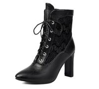 Lroey Reoly Women Louis Heel Ankle Boots Pointed Toe Evening Dx949 Black Size 6.5 UK/41