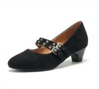 Lroey Reoly Women Mary Jane Shoes Kitten Heel Size 1.5-10.5 | Simple Buckle Ankle Strap Buckle Pointed Toe Suede Daily Shoes