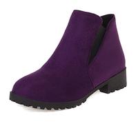 Lroey Reoly Women's Block Heel Ankle Boots, Casual Chelsea Slip On Mid Heel Short Boots Round Toe Leopard Print 494 Purple Size 4.5 UK/38