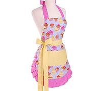LroHan Women's Floral Pockets Vintage Adjustable Chefs Kitchen Cooking Baking Gardening Apron, Pink, One Size