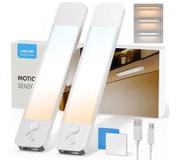 LROLTEF Cabinet Kitchen Lights Motion Sensor Dimmable 20cm 1100mAh 3 Color Temperature LED Under Counter USB-C Rechargeable Wardrobe Sensor Indoor Lights for Kitchen Shelf Stairs Closet 2 Pack