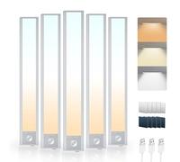 LROLTEF Cabinet Kitchen Lights Motion Sensor Dimmable 21cm 1500mAh 3 Color Temperature LED Under Counter USB-C Rechargeable Wardrobe Sensor Indoor Night Lights for Kitchen Shelf Stairs Closet 5 Pack