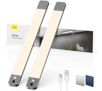 LROLTEF LED Kitchen Under Cabinet Light - 40 cm 2200 mAh 4000 K Cupboard Light with Hovering Detector & Rechargeable Indoor Motion Detector for Wardrobe | 2 Pack Grey Case