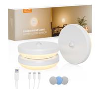 LROLTEF Night Light Backlight Linked with Motion Sensor, 3000K 1200mAh Magnetic Rechargeable Night Lighting for Bedrooms, Stairs, Corridors, Corners | 3 Pieces