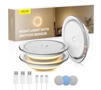 LROLTEF Night Light Backlight with Motion Sensor, 3000K 1200mAh Magnetic Rechargeable Night Lighting for Bedrooms, Stairs, Corridors, Corners | Transparent Shells 3 Pieces