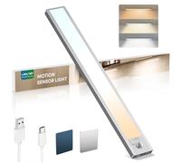 LROLTEF Under Cabinet Kitchen Lights Motion Sensor Dimmable 40cm 2200mAh 3 Color Temperature Under Counter USB-C Rechargeable Wardrobe Sensor Indoor Night Light for Kitchen Shelf Stairs Closet 1 Pack