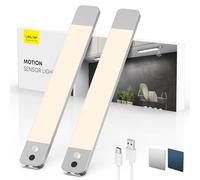 LROLTEF Under Cabinet Kitchen Lights with Hand Hovering & Motion Sensor 25cm 4000K 1500mAh Dimmable Rechargeable Magnetic Under Counter Lights for Cupboard Shelf Stairs Closet | 2 Pack